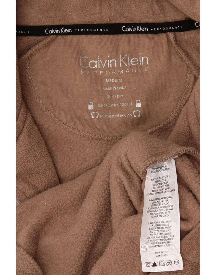 Женская флисовая куртка с графическим рисунком Calvin Klein UK 14, средний коричневый полиэстер