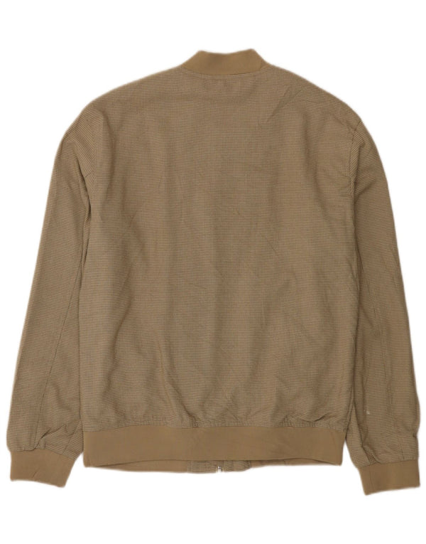Мужская куртка-бомбер Zara UK 36, маленькая, бежевая, полиэстер в клетку