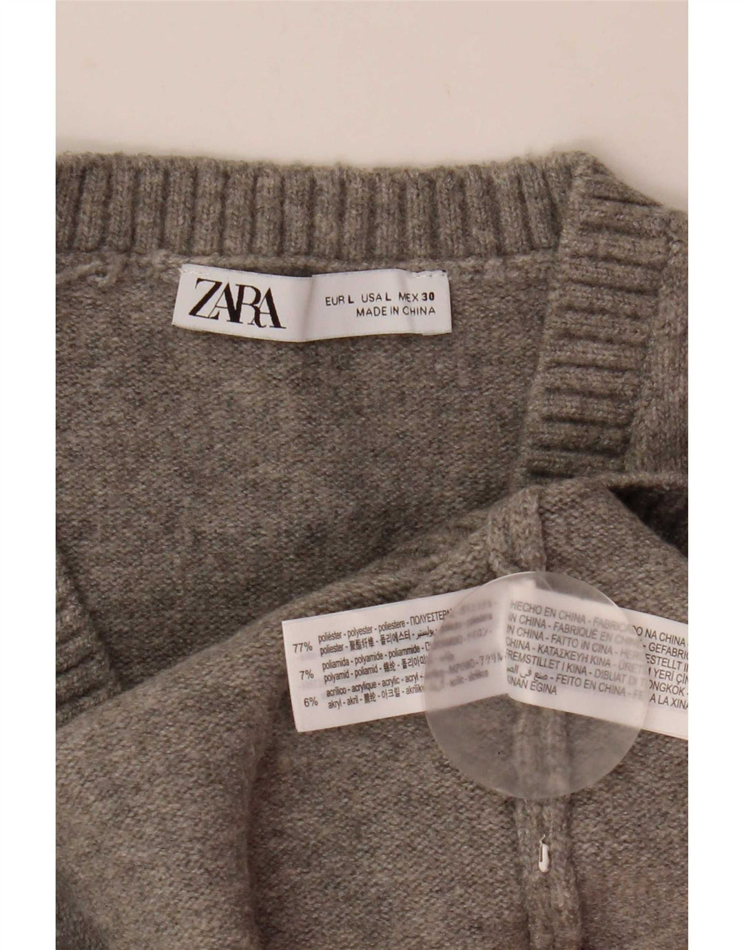 Женская укороченная майка Zara UK 14, большой серый полиэстер
