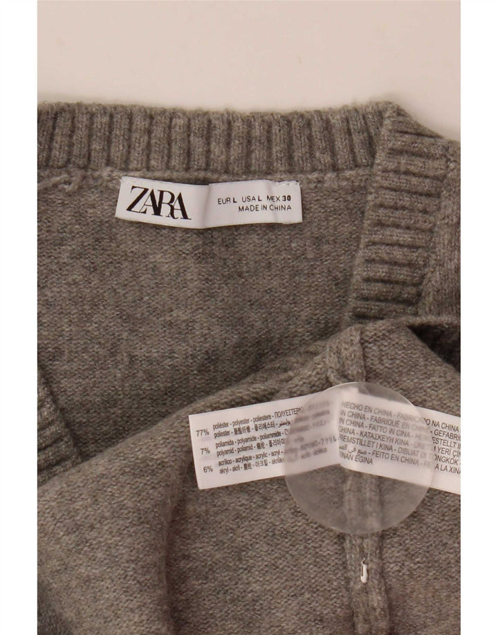 Женская укороченная майка Zara UK 14, большой серый полиэстер