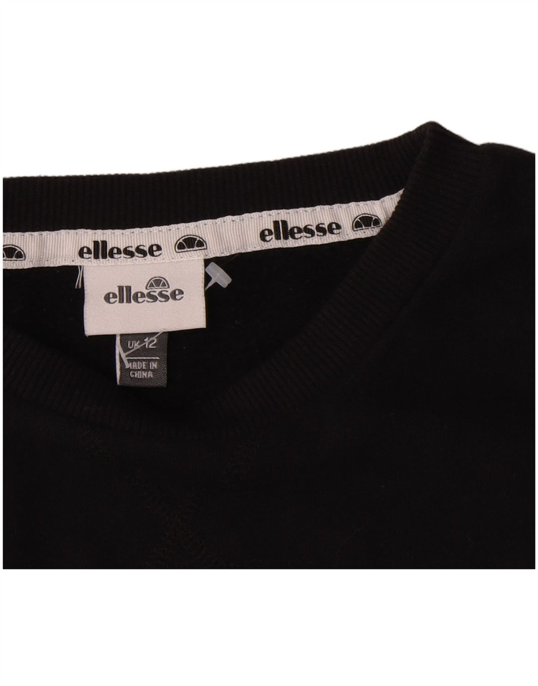 Женский свитшот с рисунком Ellesse UK 12, средний черный хлопковый джемпер