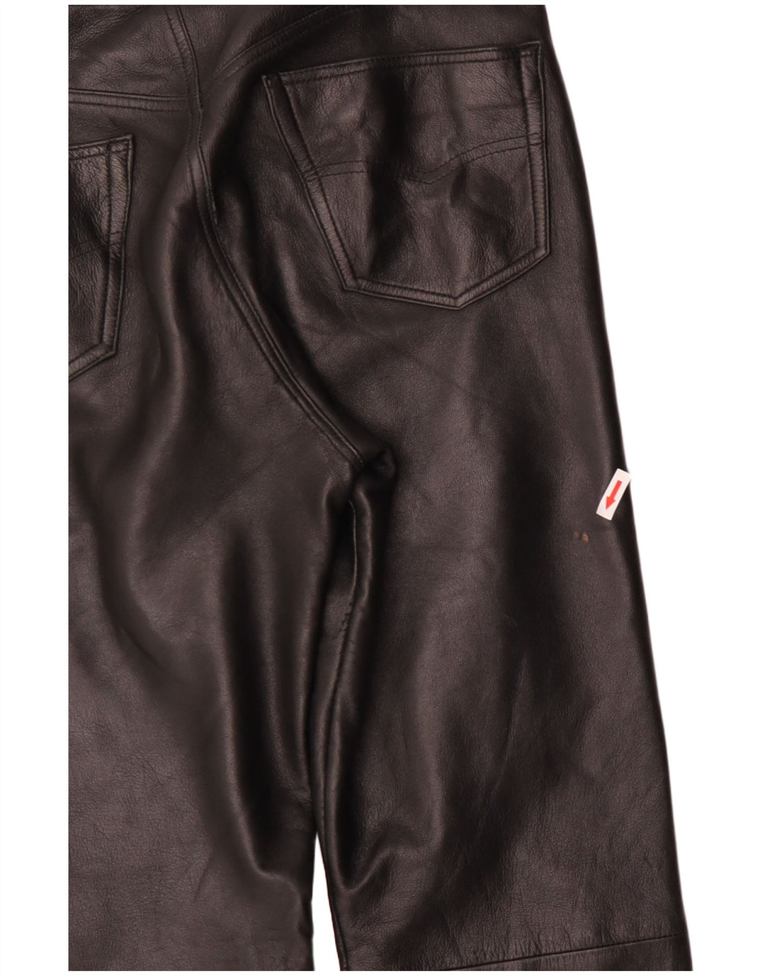 VINTAGE Мужские прямые кожаные укороченные брюки IT 48 Medium W34 L25 Черные