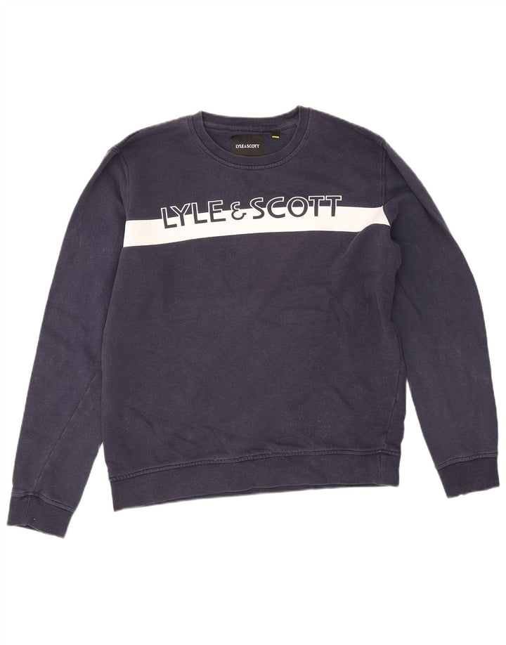 Мужской свитшот с рисунком Lyle & Scott, средний темно-синий, с цветными блоками