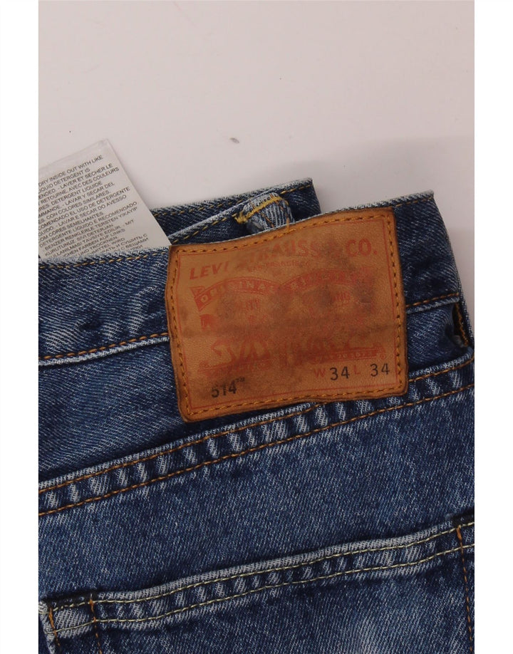 Мужские прямые джинсы LEVI'S 514 W34 L34 синие, хлопок