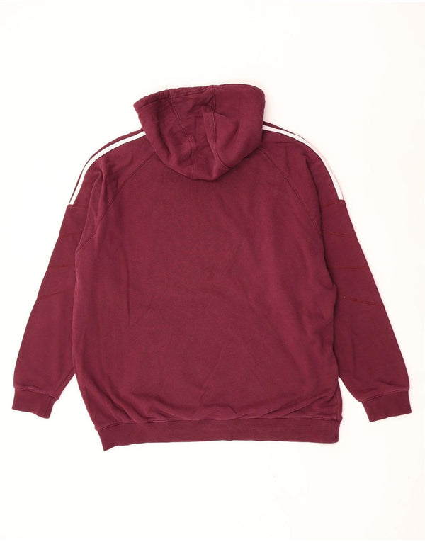 Мужской джемпер с капюшоном Adidas XL, темно-бордовый, хлопок с цветными блоками