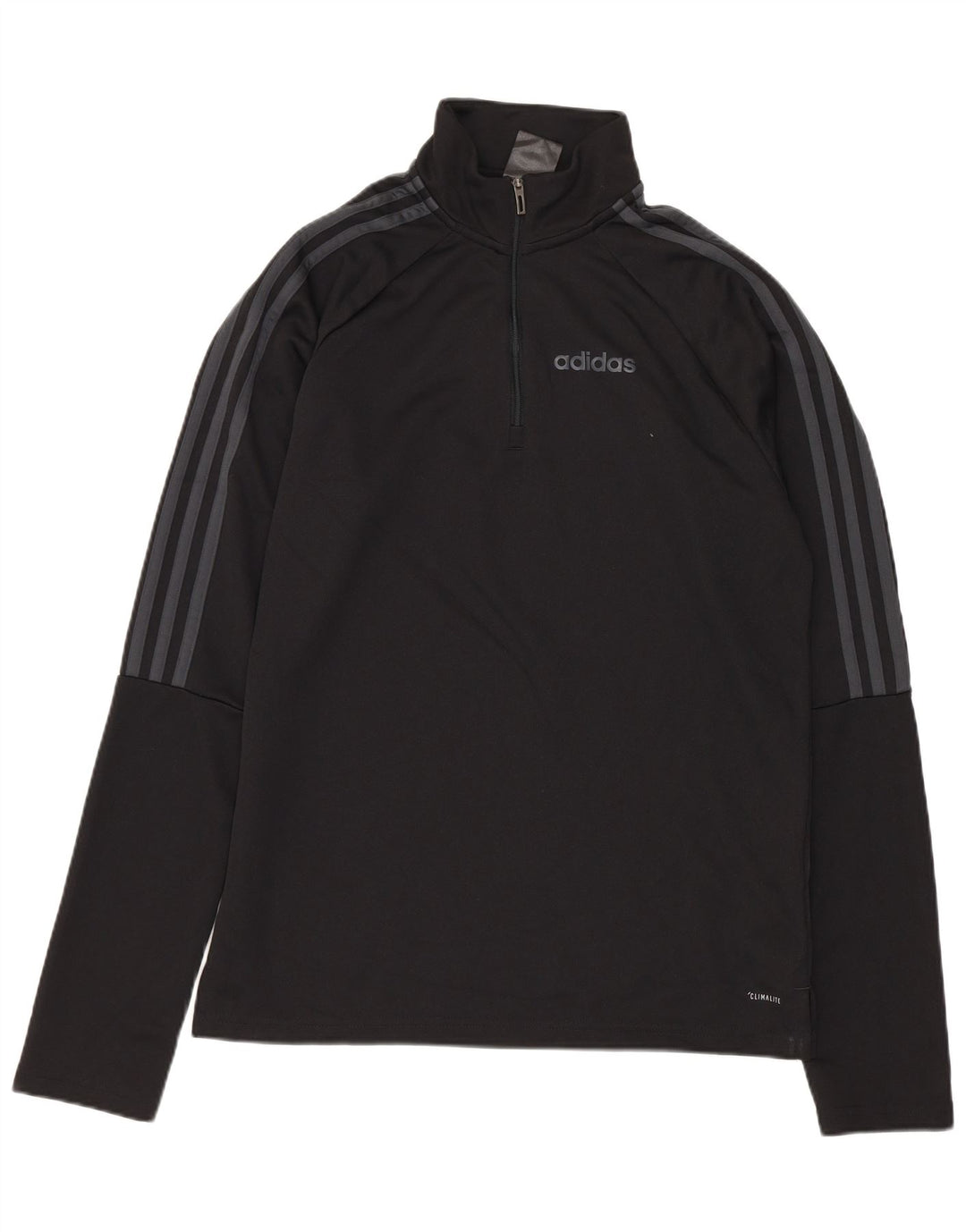 Мужской пуловер с воротником на молнии ADIDAS Climalite, черный спортивный костюм, маленький черный