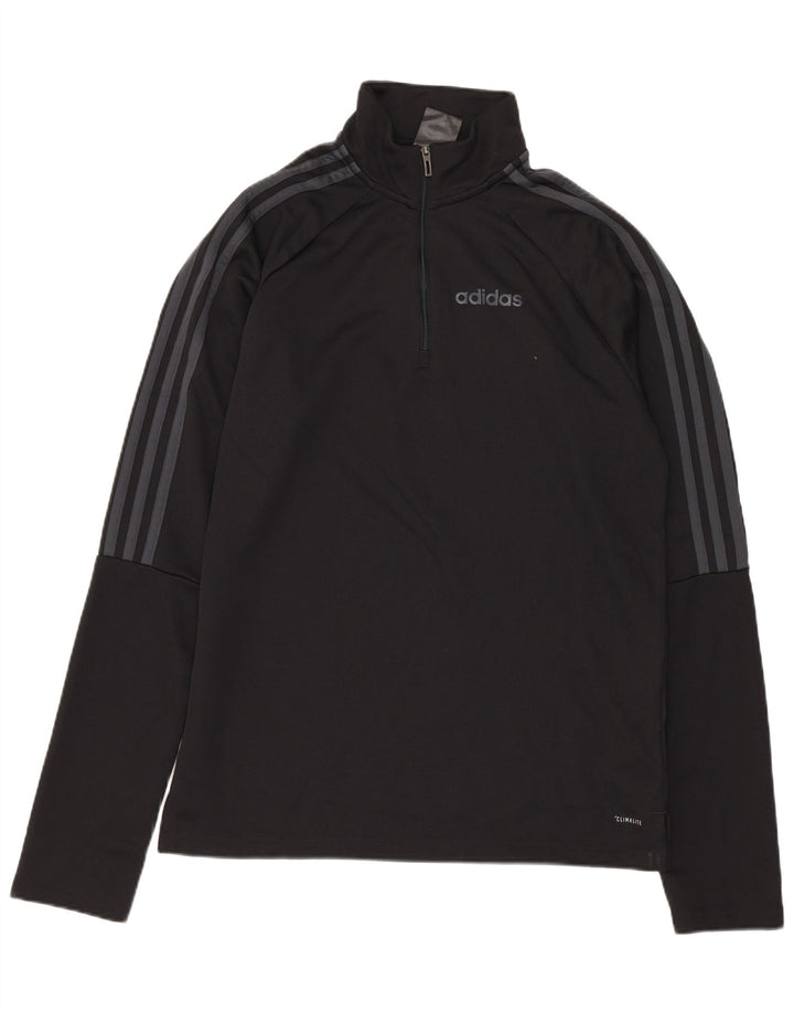 Мужской пуловер с воротником на молнии ADIDAS Climalite, черный спортивный костюм, маленький черный