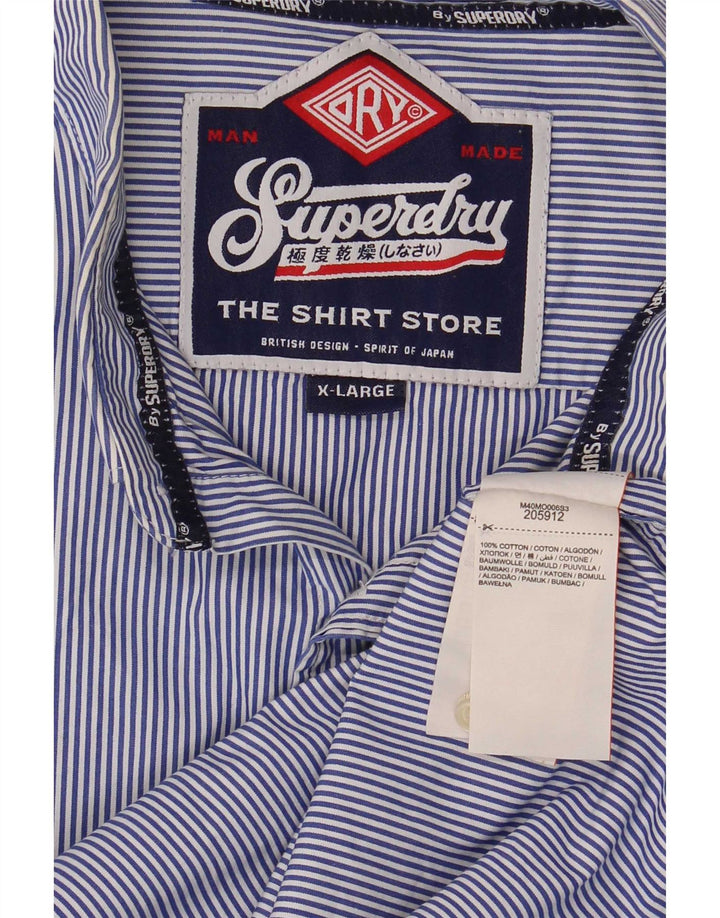 Мужская рубашка Superdry XL, синяя хлопковая полоска