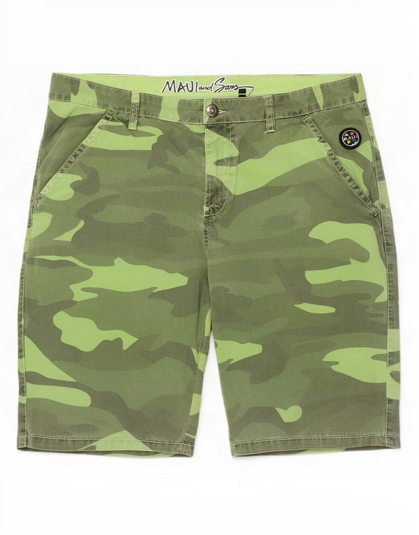 Maui and Sons Mens Chino Shorts IT 54 2XL W38 Green Camouflage Cotton