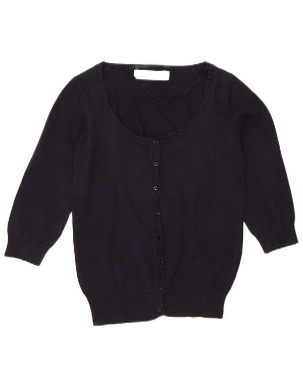 Женский кардиган с рукавом 3/4 Zara UK 12, средний темно-синий хлопковый свитер