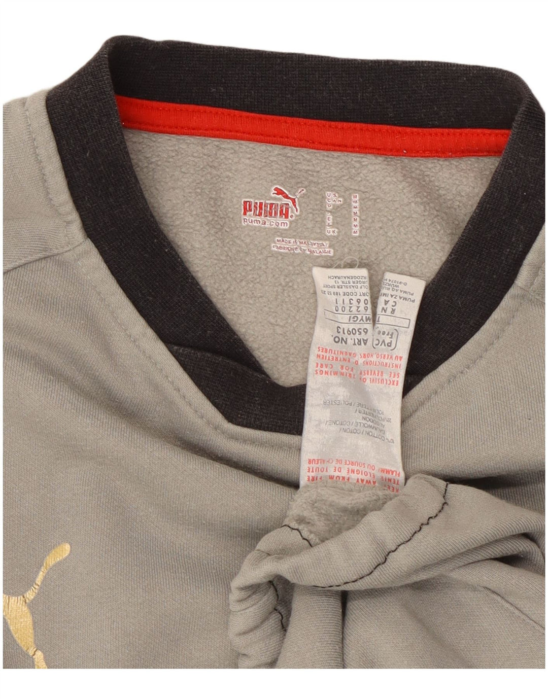 Мужской свитшот Puma, хлопковый джемпер среднего серого цвета с цветными блоками