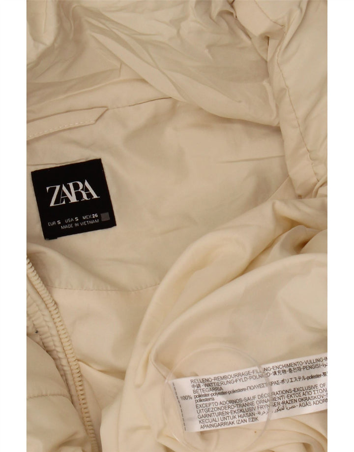 Женская пуховая куртка оверсайз с капюшоном Zara UK 10, маленький белый полиэстер