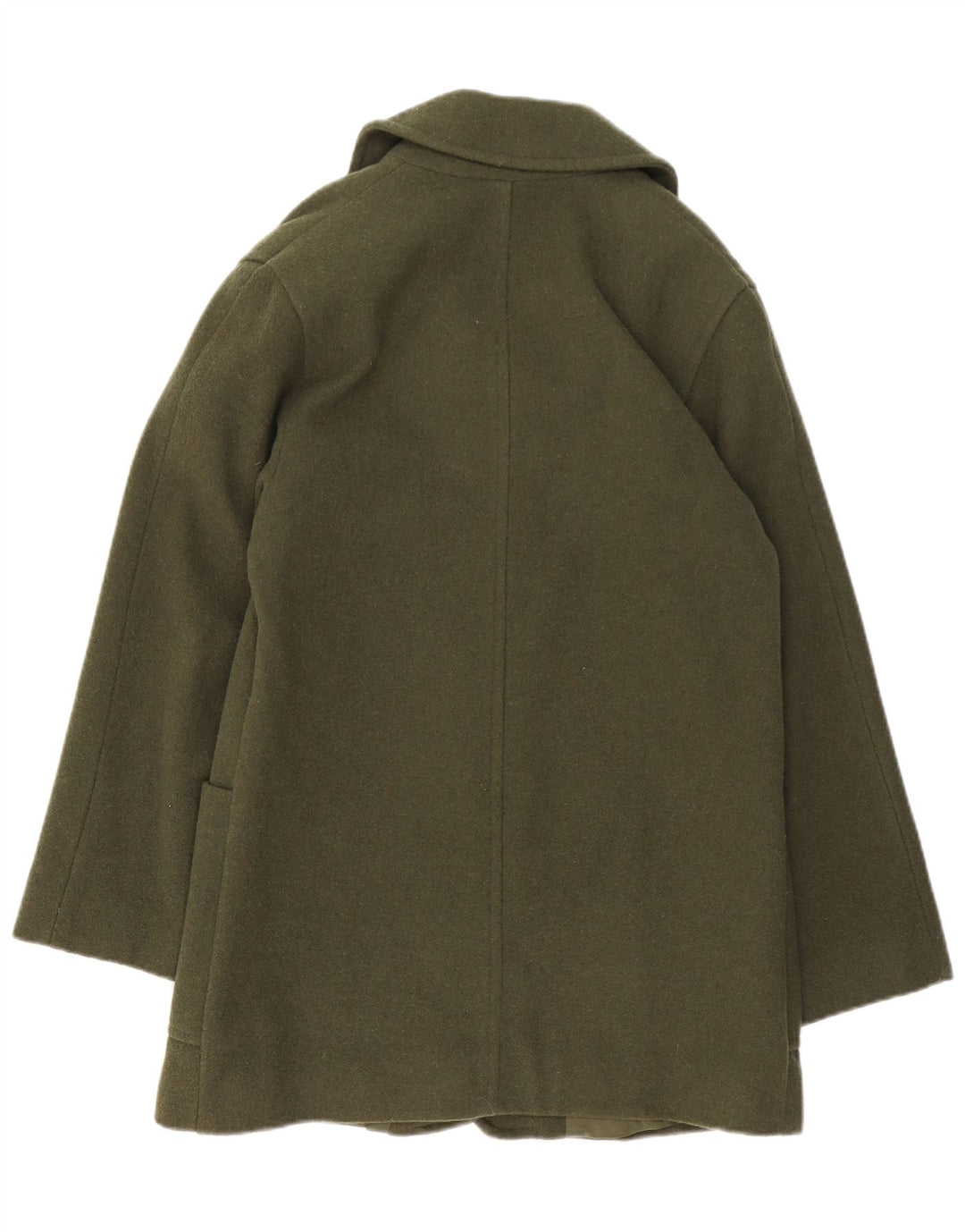 ВИНТАЖНОЕ женское пальто оверсайз UK 10, маленькое зеленое шерстяное пальто