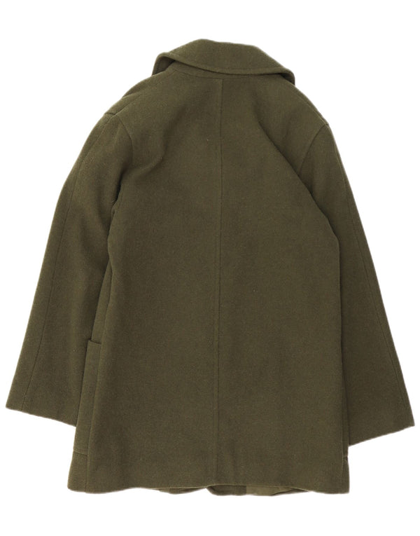 ВИНТАЖНОЕ женское пальто оверсайз UK 10, маленькое зеленое шерстяное пальто