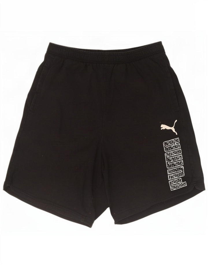 Мужские спортивные шорты Puma с рисунком, хлопок среднего размера, черные