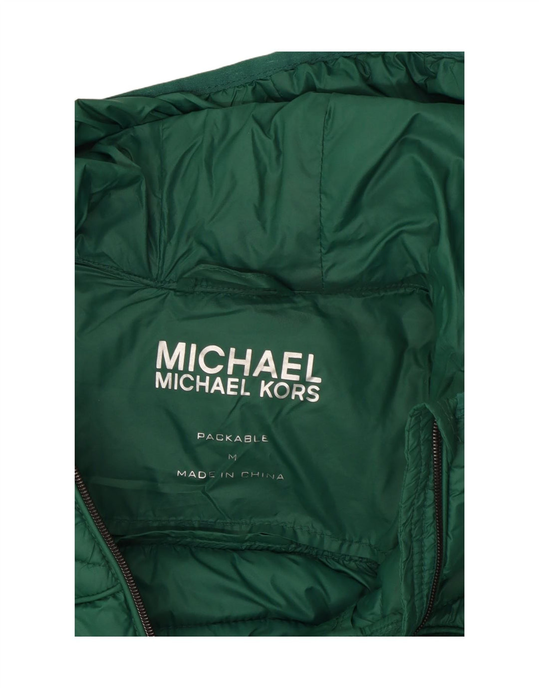 Женская стеганая куртка с капюшоном Michael Kors UK 14, средний зеленый нейлон