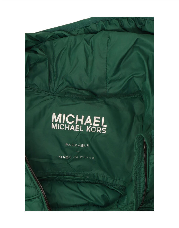 Женская стеганая куртка с капюшоном Michael Kors UK 14, средний зеленый нейлон