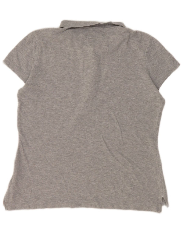 TOMMY HILFIGER Женская рубашка поло приталенного кроя UK 20 2XL Серый хлопок в крапинку