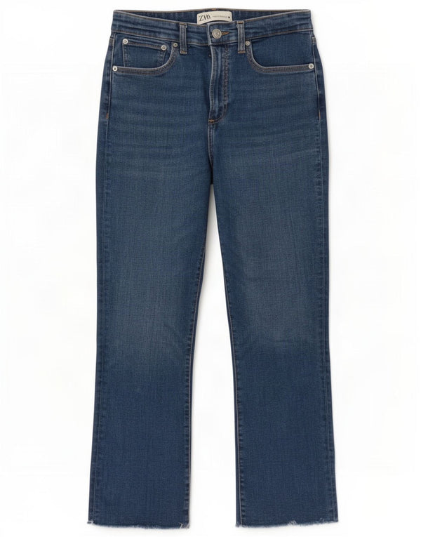 Zara Женские укороченные прямые джинсы EU 38 Small W28 L25 Синий хлопок