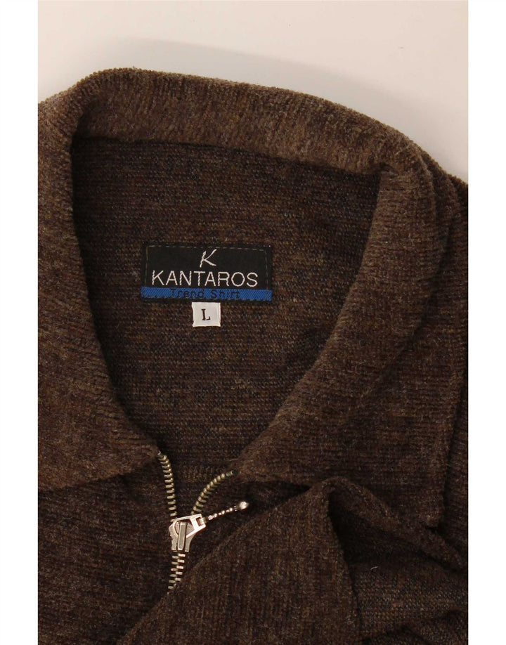 Kantaros Мужская рубашка на молнии, большая коричневая