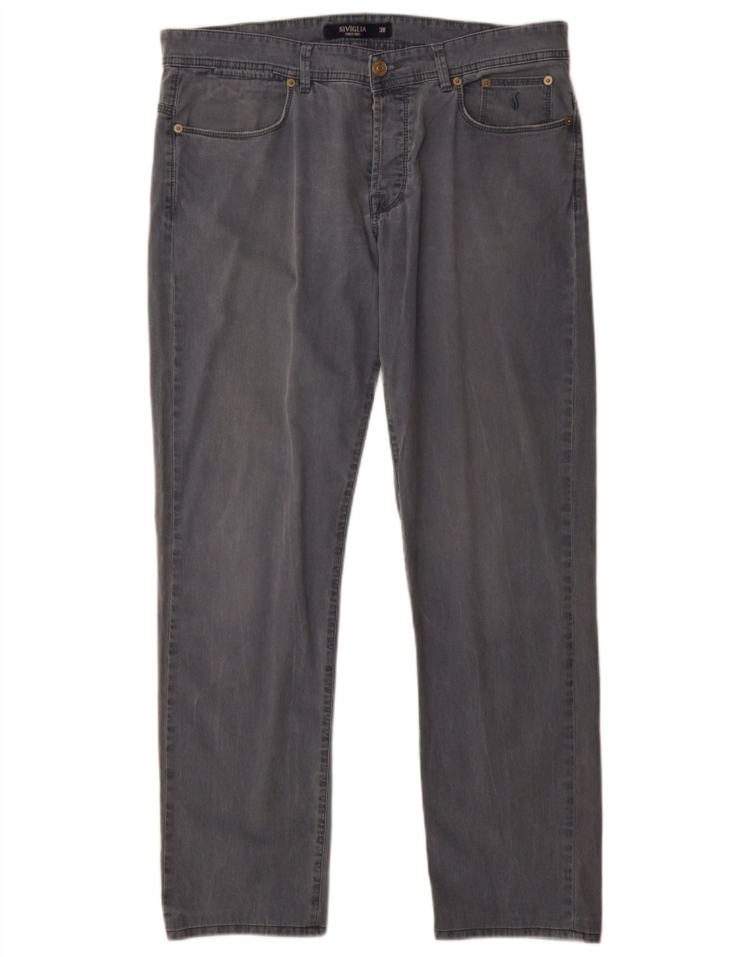 SIVIGLIA Мужские прямые повседневные брюки W38 L31 Серые хлопковые