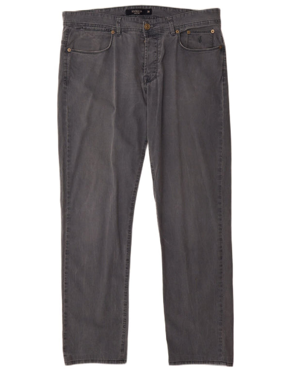 SIVIGLIA Мужские прямые повседневные брюки W38 L31 Серые хлопковые