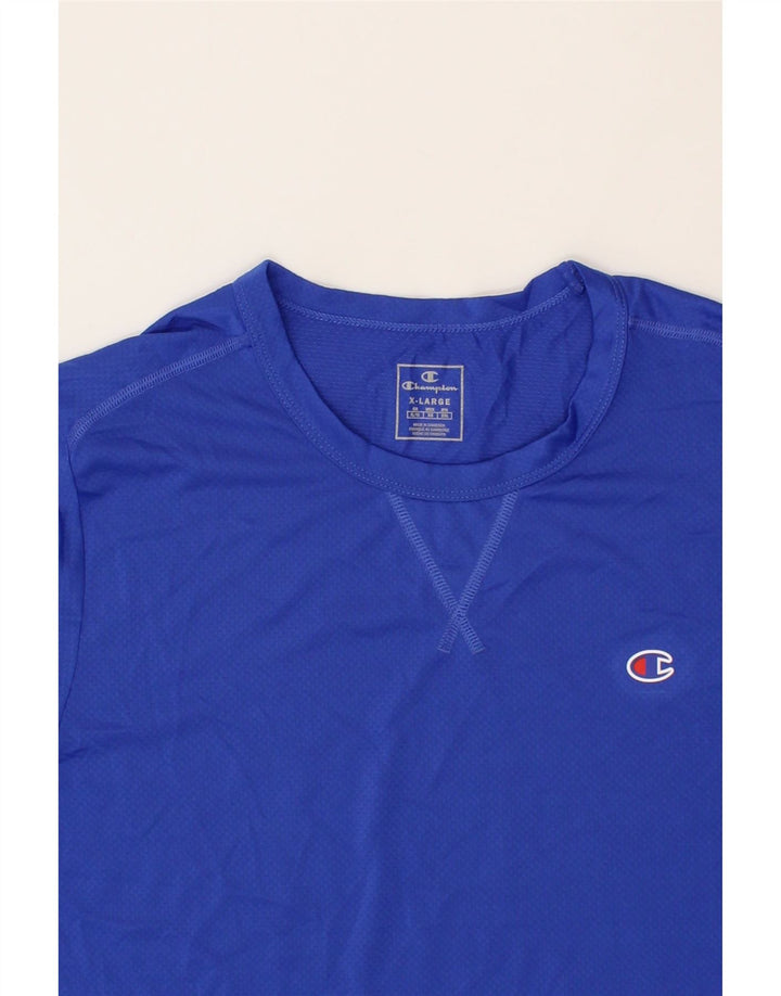 CHAMPION Mens T-Shirt Top XL Blue Polyester Vintage Champion and Second-Hand Champion from Messina Hembry 