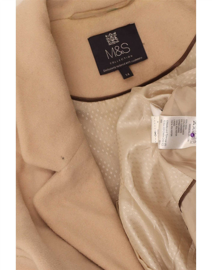 Женское пальто Marks & Spencer UK 14, средний бежевый шерстяной