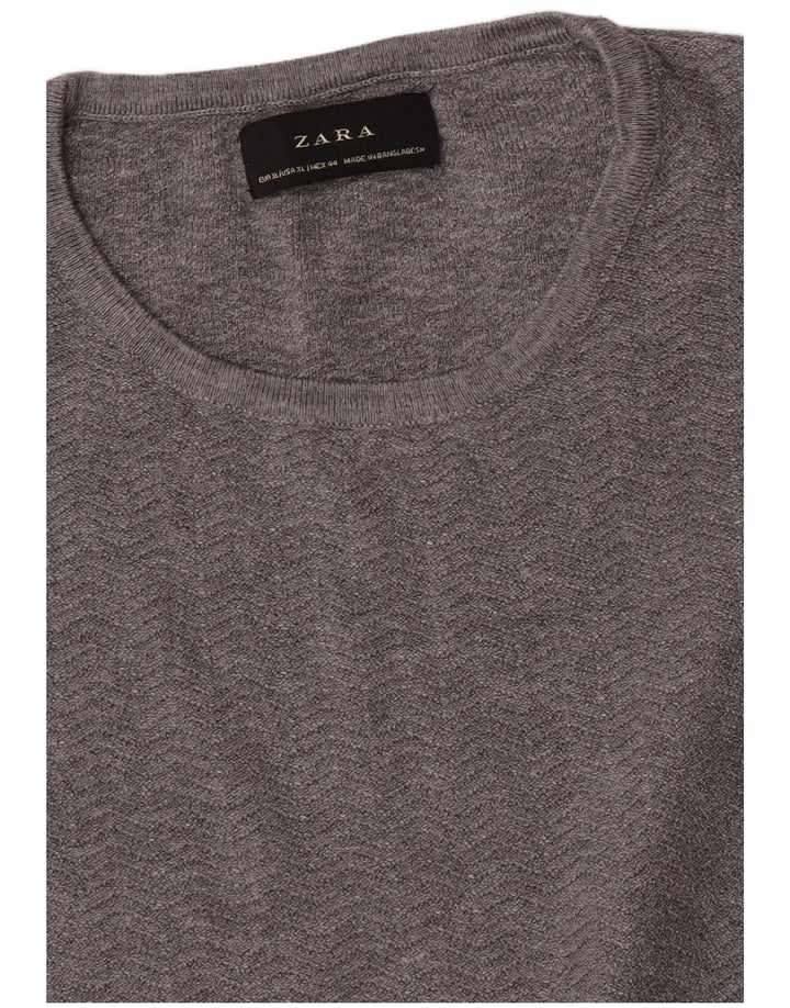 Мужской джемпер с круглым вырезом Zara XL, серый