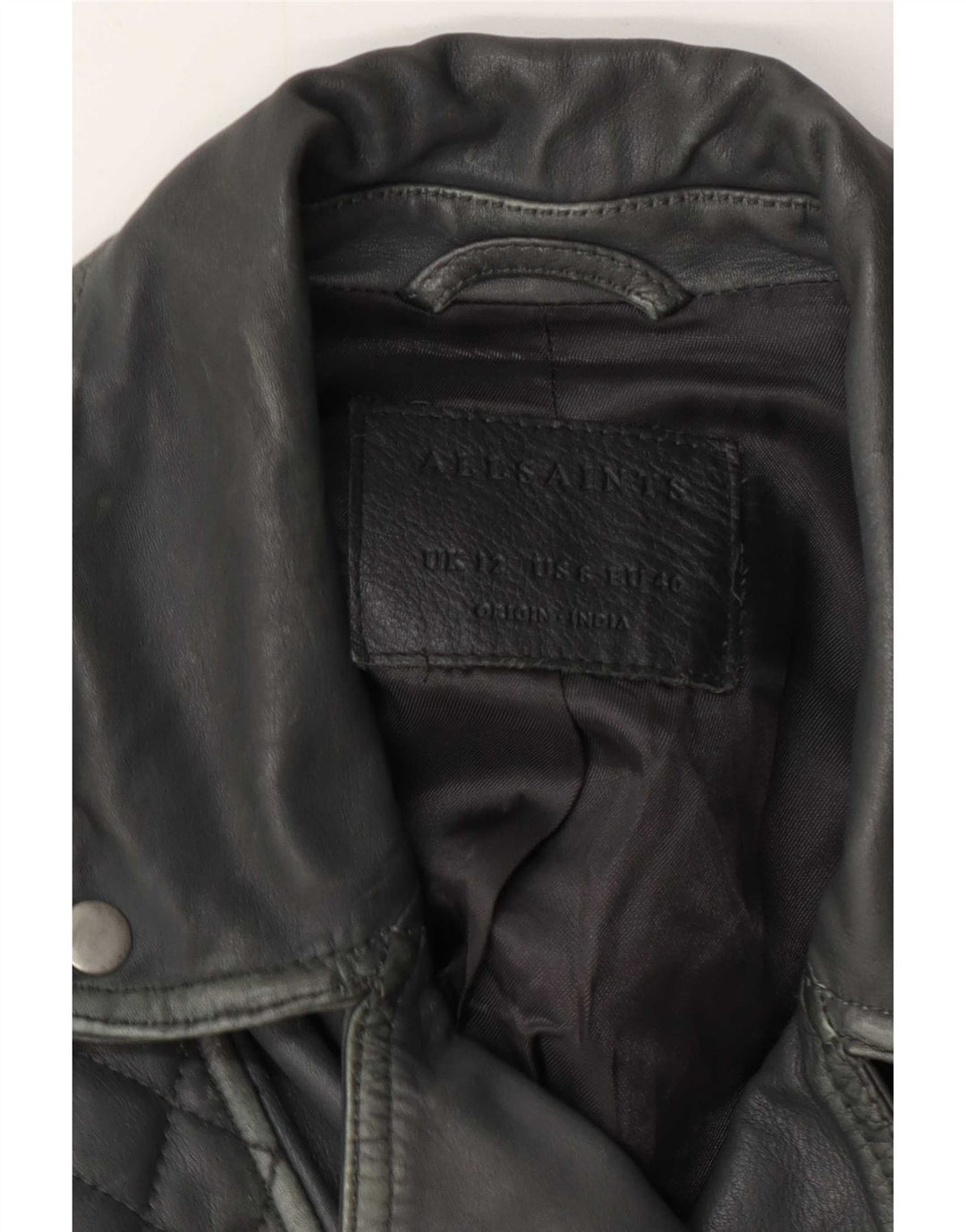 Женская кожаная косуха All Saints UK 12, средний серый цвет