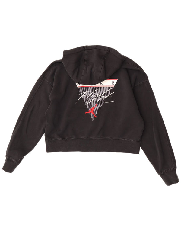 Jordan Womens Crop Graphic Standard Fit Hoodie Jumper UK 14 Medium Black