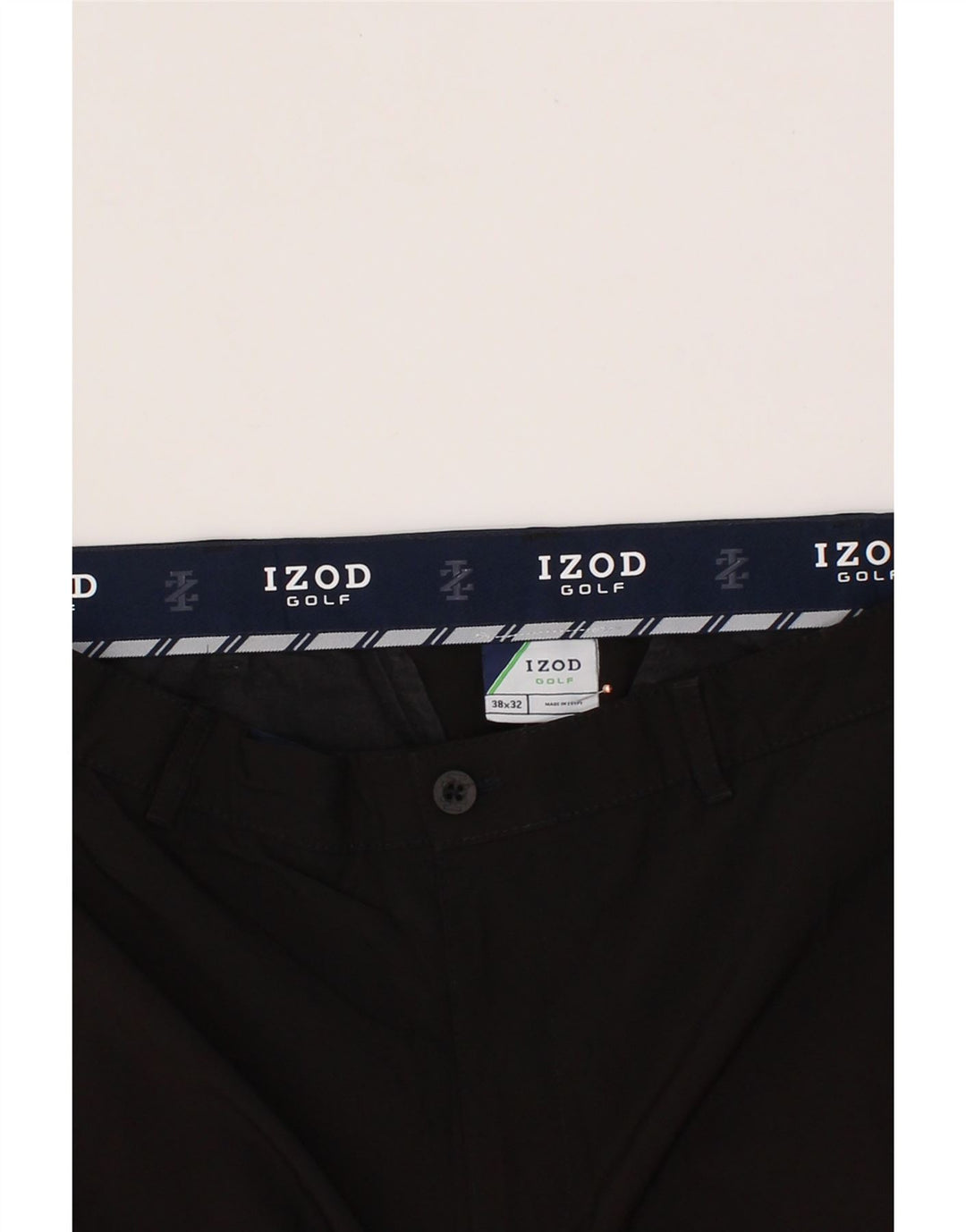 IZOD Mens Golf Straight Chino Trousers W38 L32 Black Polyester Vintage Izod and Second-Hand Izod from Messina Hembry 