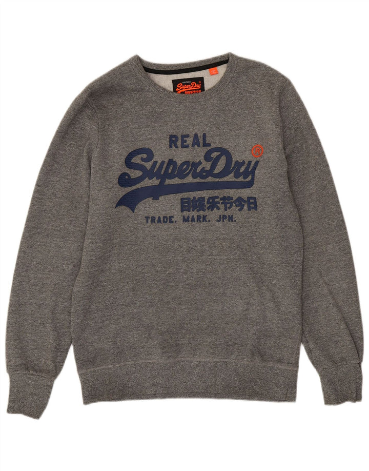 SUPERDRY Мужской свитшот с рисунком, большой серый хлопковый джемпер в крапинку