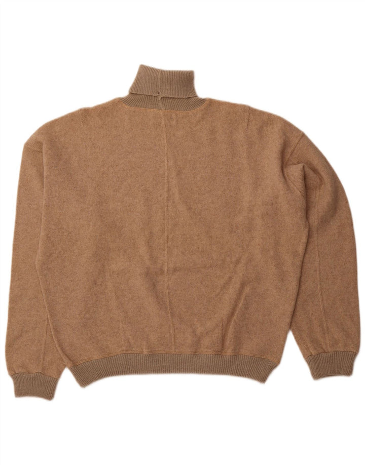 ВИНТАЖНЫЙ женский свободный джемпер с высоким воротником, Великобритания, 18 XL, бежевый, шерстяной