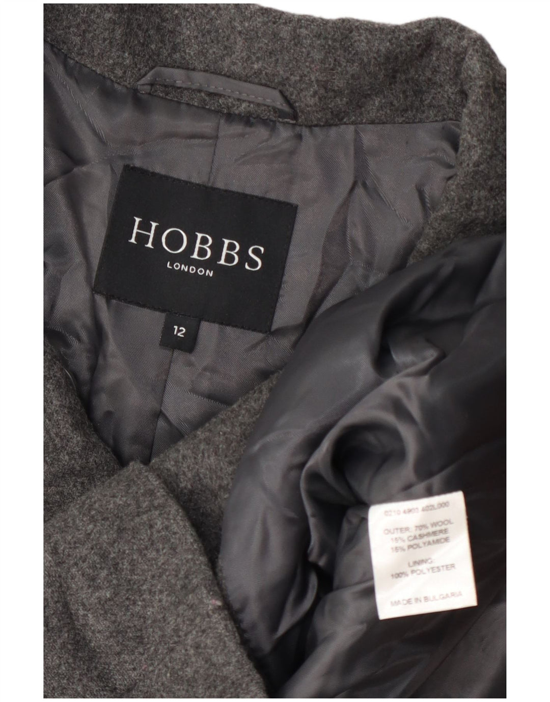 Женское полупальто Hobbs UK 12, средний серый цвет, шерсть
