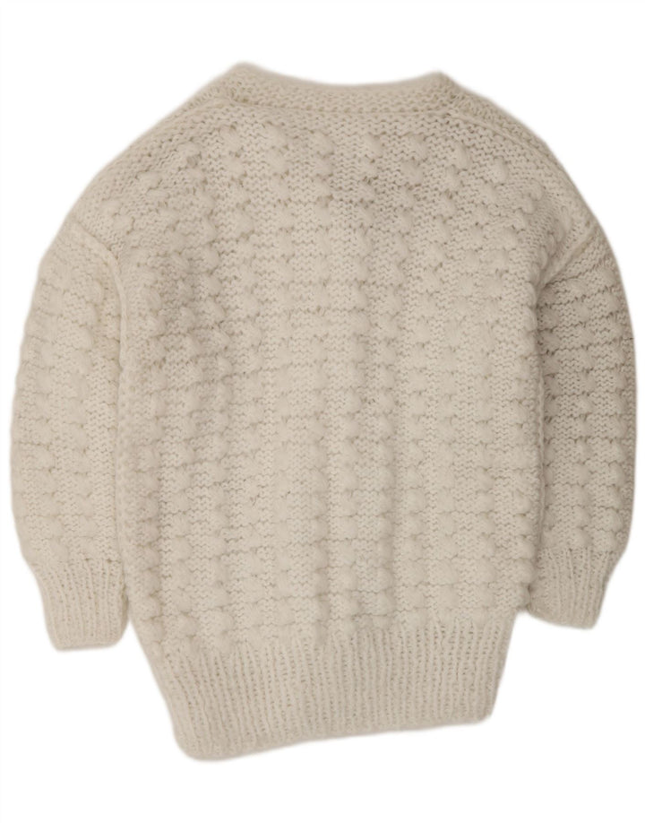 ВИНТАЖНЫЙ женский кардиган-свитер UK 14, средний белый