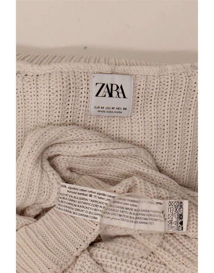 Мужской джемпер с высоким воротником Zara, средний бежевый хлопковый свитер
