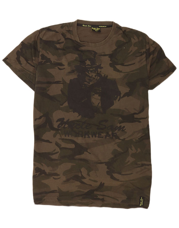 Мужская футболка с рисунком Uncle Sam Top IT 56/58 XL, хлопок с камуфляжным принтом цвета хаки