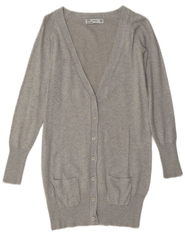 Женский кардиган Zara UK 10, маленький серый хлопковый свитер