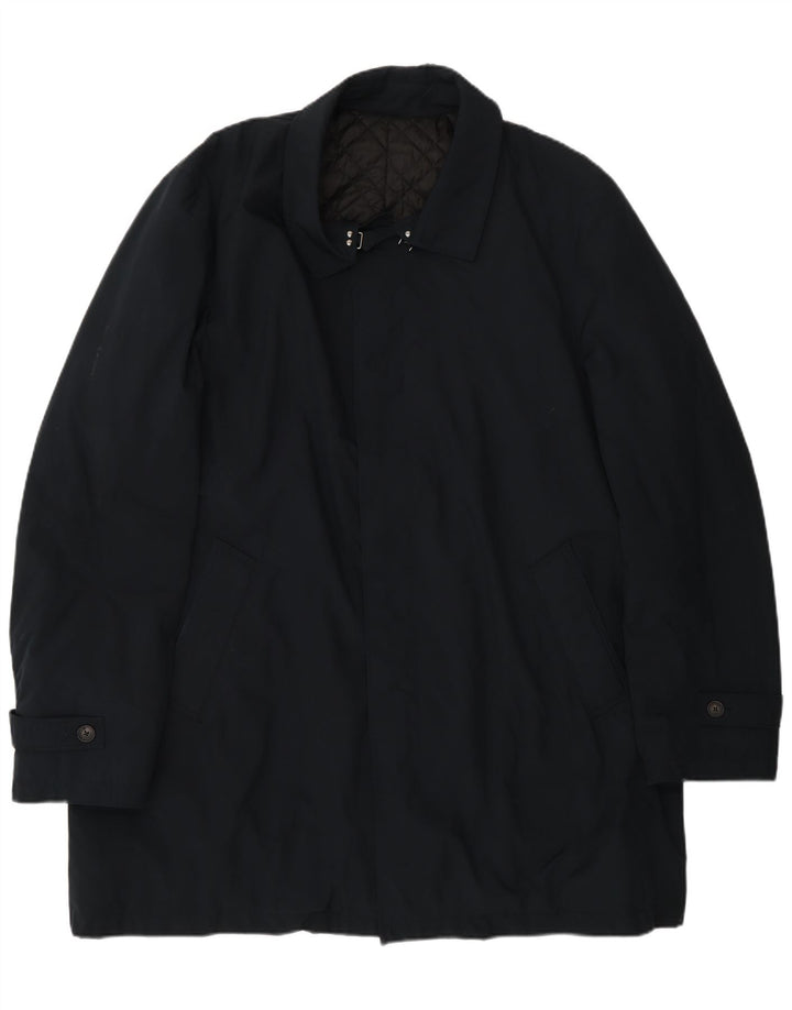 Borsalino Мужской плащ IT 56 3XL Темно-синий Полиэстер Классический