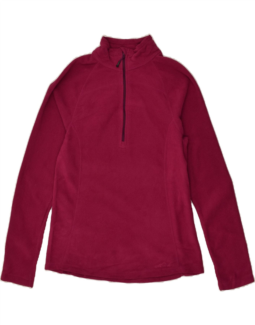 EDDIE BAUER Womens Zip Neck Fleece Jumper UK 14 Large Burgundy Polyester | Vintage Eddie Bauer | Thrift | Second-Hand Eddie Bauer | Used Clothing | Messina Hembry 