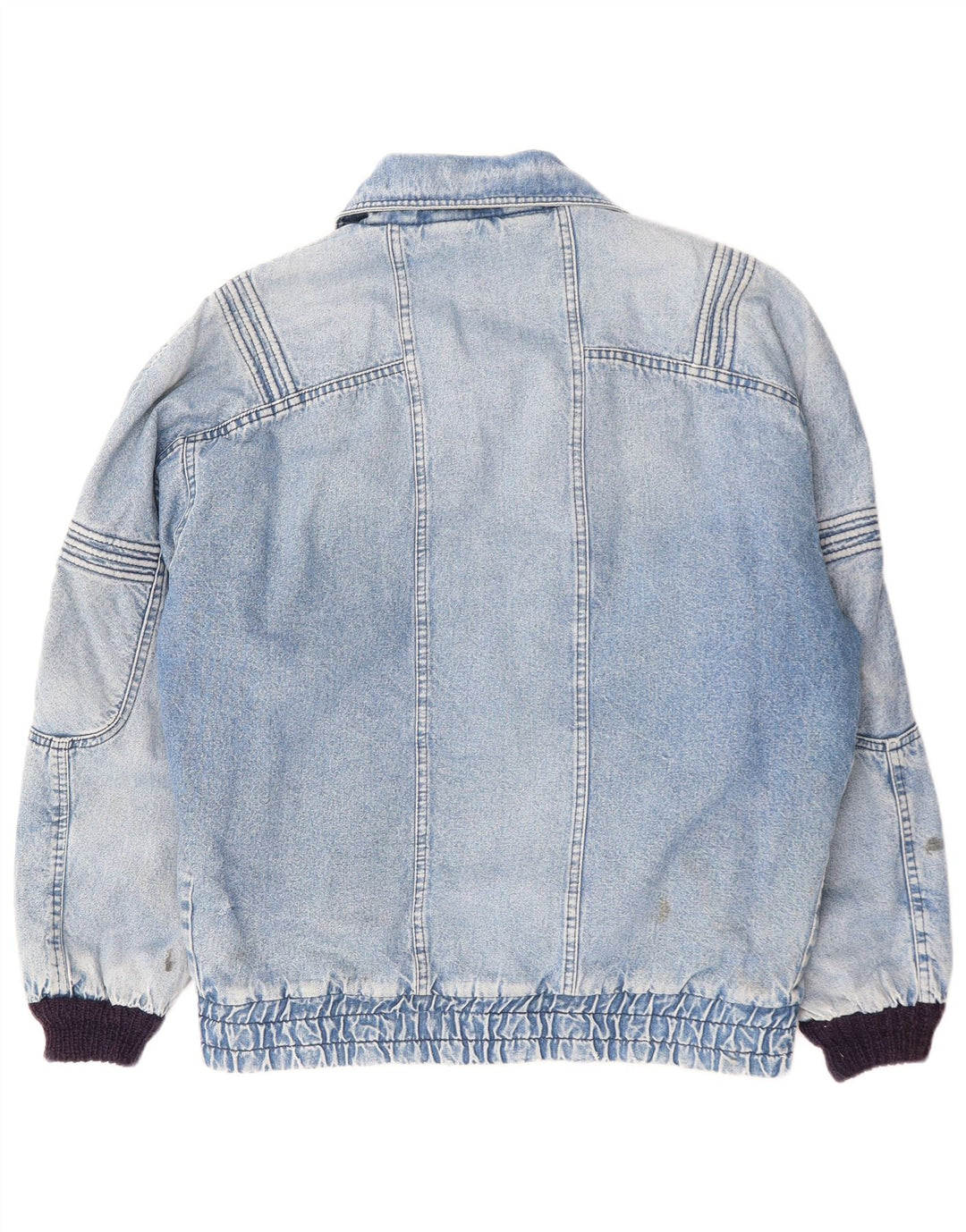 POP 84 Мужская винтажная джинсовая куртка свободного покроя из шерпы, Великобритания 38, средний синий хлопок