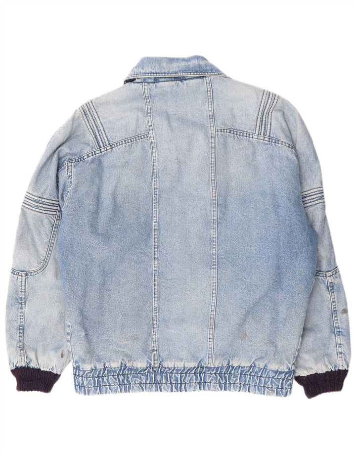 POP 84 Мужская винтажная джинсовая куртка свободного покроя из шерпы, Великобритания 38, средний синий хлопок