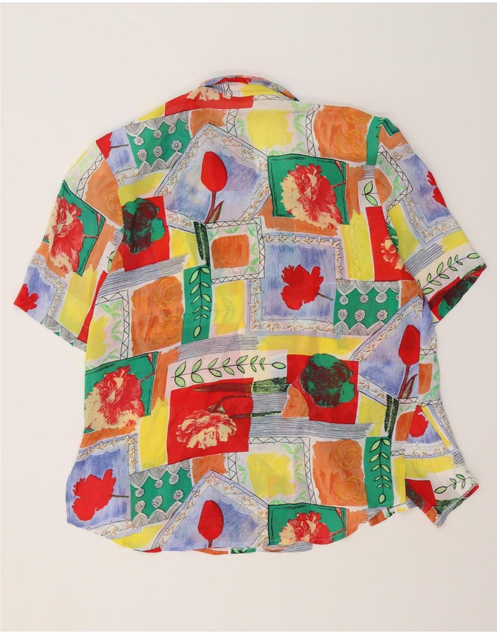 Винтажная женская длинная блузка-рубашка EU 40, средняя разноцветная вискоза