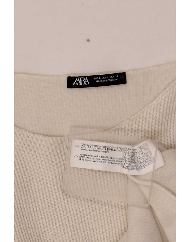 Женская укороченная футболка Zara UK 16, большой белый полиэстер