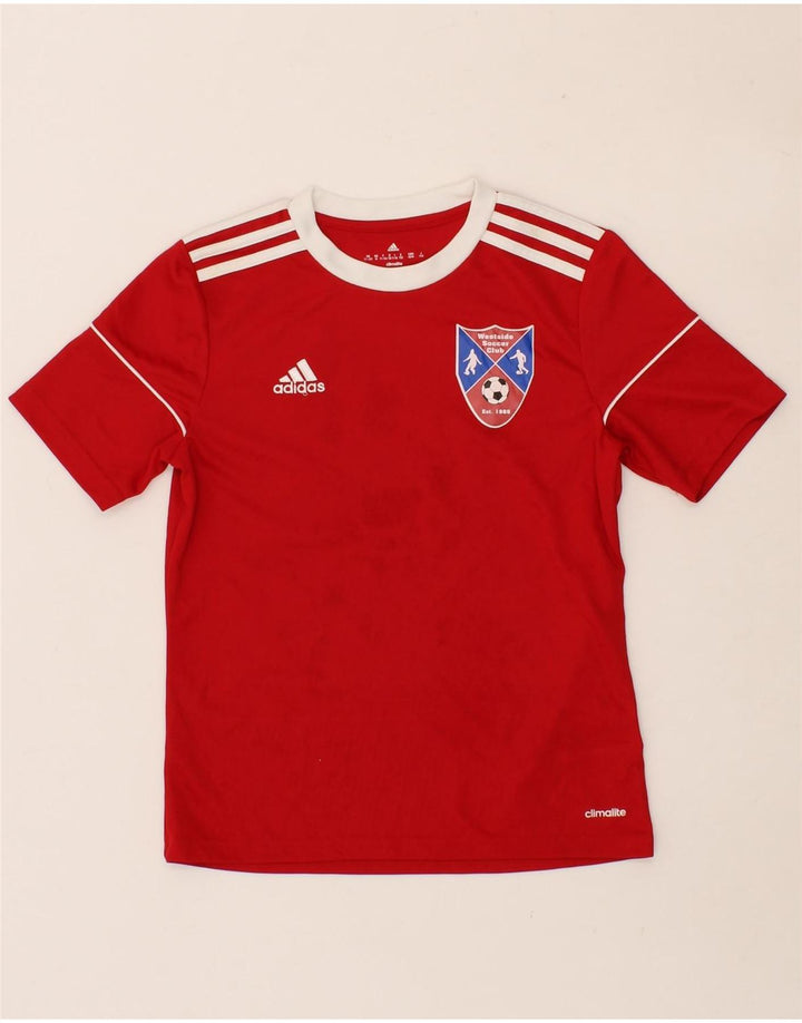 ADIDAS Boys Climalite Graphic T-Shirt Top 11-12 Years Red Polyester Vintage Adidas and Second-Hand Adidas from Messina Hembry 