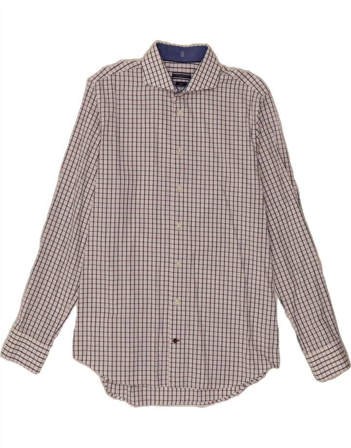 TOMMY HILFIGER Mens Shirt Size 41 16 Medium White Check Cotton Vintage Tommy Hilfiger and Second-Hand Tommy Hilfiger from Messina Hembry 