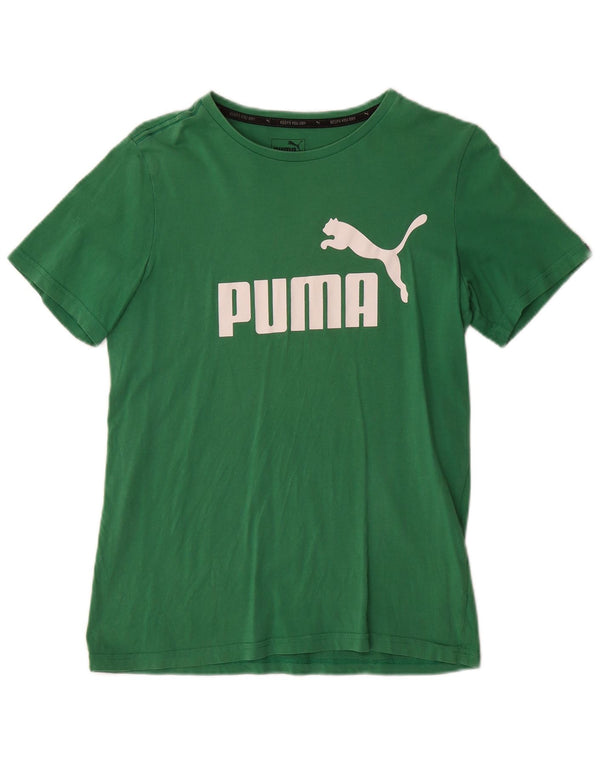 Футболка с рисунком Puma для мальчиков, топ 13–14 лет, зеленый хлопок