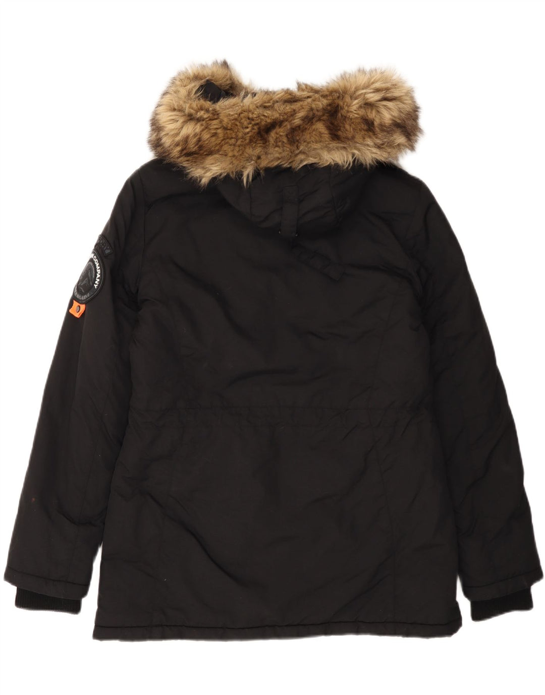 Женская парка Superdry с капюшоном UK 12, средний черный нейлон