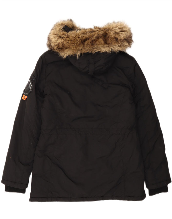 Женская парка Superdry с капюшоном UK 12, средний черный нейлон